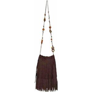 Fringe Crossbody Bag for Women Brown Faux Suede Hobo Bag Vegan Leather Shoulder
